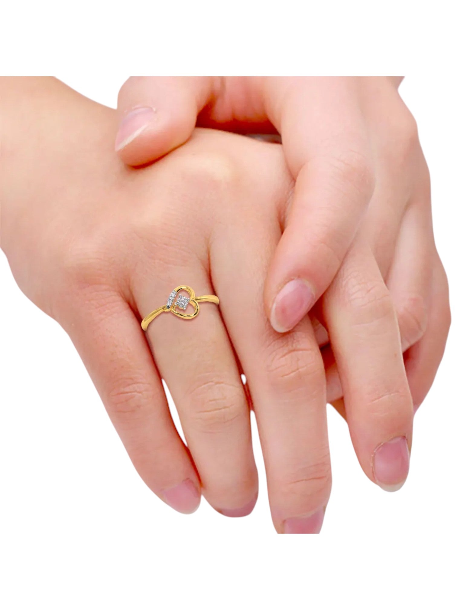Heart Shaped 925 Sterling Silver Gold Plated CZ Stone Light Weight Ring For Women By Kesardeep Impex